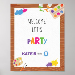 Art Birthday Party - Affiche de bienvenue 8x10