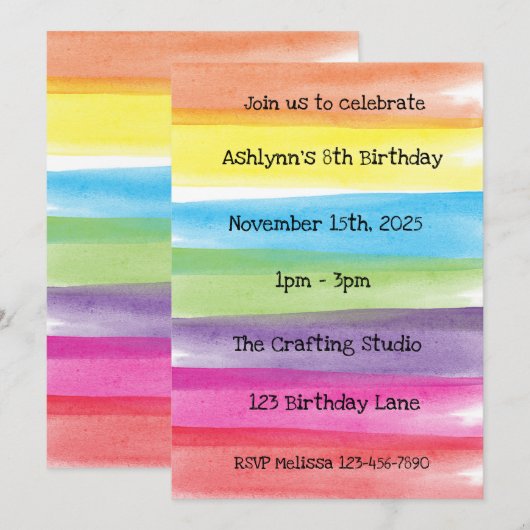 Art Birthday Party Invitation Kaart (Voorkant / Achterkant)