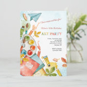 Art Birthday Party Invitation Kaart (Staand voorkant)