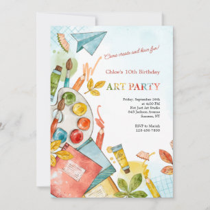 Art Birthday Party Invitation Kaart