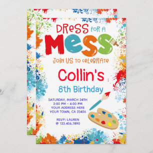 Art Birthday Party Invitation Kaart