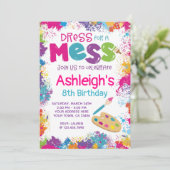 Art Birthday Party Invitation Kaart (Staand voorkant)