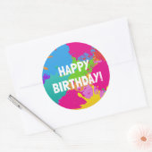 Art Birthday Party - Sticker 3 pouces rond (Enveloppe)