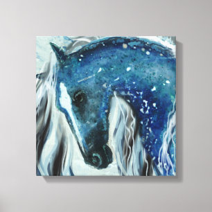 Art bleu de cheval de tache sur la toile