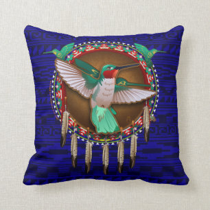 Art bleu de coussin de conception de Natif