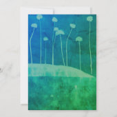 Art bleu vert Fleur Gras Faire-part de mariage (Dos)