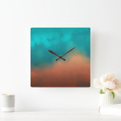 Art Blue Blauwgroen Turquoise Abstract Vierkante Klok (Huis)