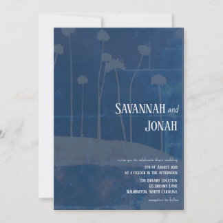 Art Blue Flower Unieke bruiloft uitnodiging