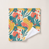 Art botanique abstrait moderne rétro de feuilles (Gant de toilette)