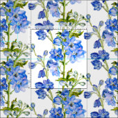 Art botanique de Delphinium tissu bleu vert blanc (Carreau)