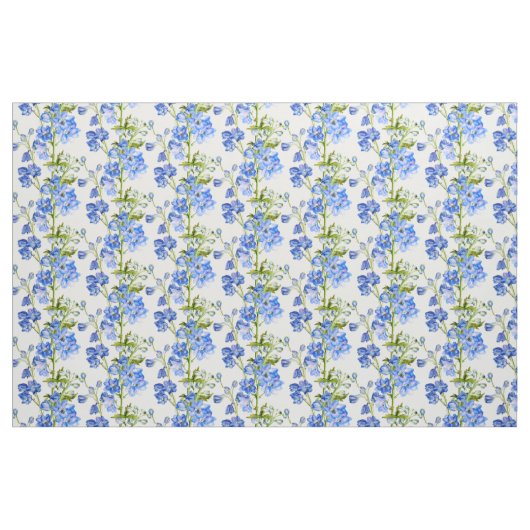 Art botanique de Delphinium tissu bleu vert blanc (Fat Quarter)