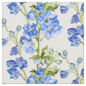 Art botanique de Delphinium tissu bleu vert blanc (Fermer)