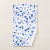 Art botanique de fleurs sauvages bleu blanc (Serviette à main)