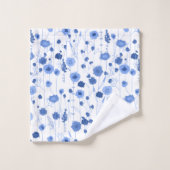 Art botanique de fleurs sauvages bleu blanc (Gant de toilette)