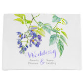 Art botanique violet mariage grand sac cadeau (Devant)