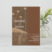 Art Brown Flower Unieke bruiloft uitnodiging (Staand voorkant)