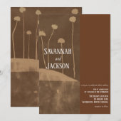 Art Brown Flower Unieke bruiloft uitnodiging (Voorkant / Achterkant)