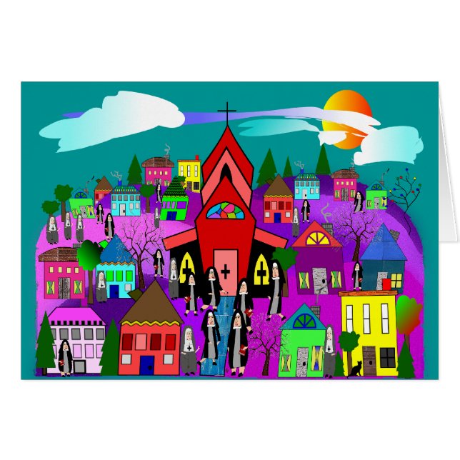 Art catholique de nonnes "se dirigeant à l'église (Devant horizontal)