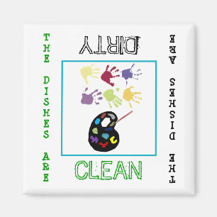 Art Clean Dirty Dishwaser Magnet Magneet