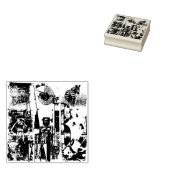 ART COLLAGE zwart-wit en uw ideeën Rubberstempel (Gestempeld)
