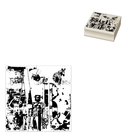 ART COLLAGE zwart-wit en uw ideeën Rubberstempel (Gestempeld)
