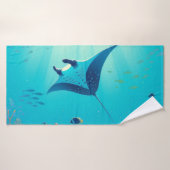 Art côtier classique, raie manta (Serviette de bain)