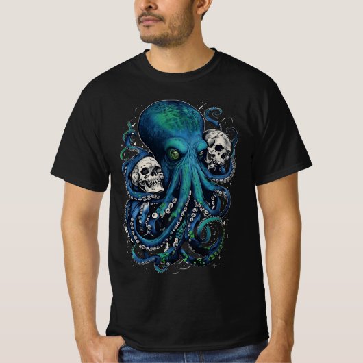 Art crâne foncé - T-shirt gothique Octopus Horror (Devant)