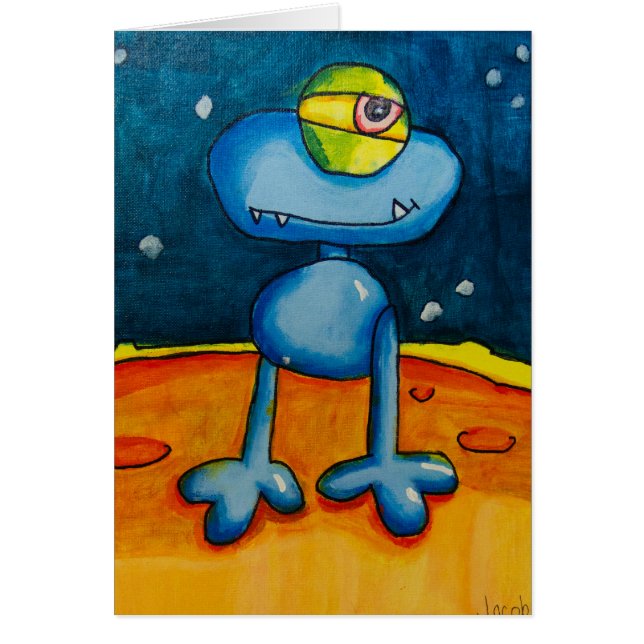 Art de bijou de Jacob, alien, acrylique. Carte (Devant)
