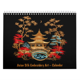 Art de broderie de soie asiatique – Calendrier