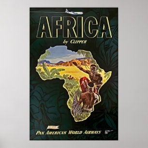 Art de carte d'Afrique Impression africaine Voyage