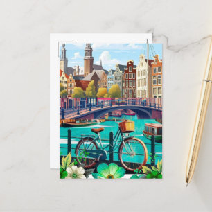 Art de carte postale de voyage à Amsterdam, carte