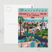 Art de carte postale de voyage à Barcelone, Art de (Devant / Derrière)