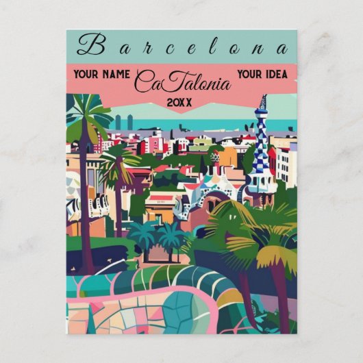 Art de carte postale de voyage à Barcelone, Art de (Devant)