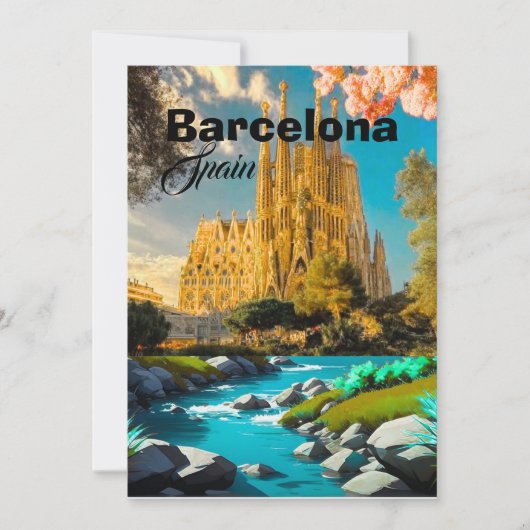 Art de carte postale de voyage à Barcelone Espagne (Devant)