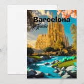 Art de carte postale de voyage à Barcelone Espagne (Devant / Derrière)