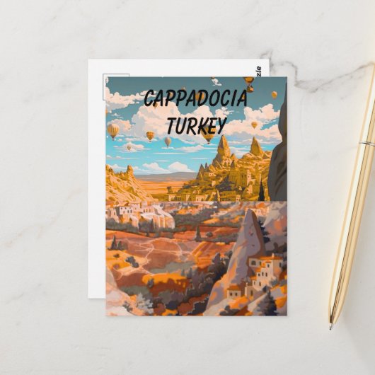 Art de carte postale de voyage à Cappadoce, Cappad (Devant/Arrière en situation)
