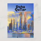 Art de carte postale de voyage à Doha, Skyline de (Devant)