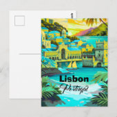 Art de carte postale de voyage à Lisbonne, Art de (Devant / Derrière)