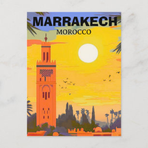 Art de carte postale de voyage à Marrakesh, carte