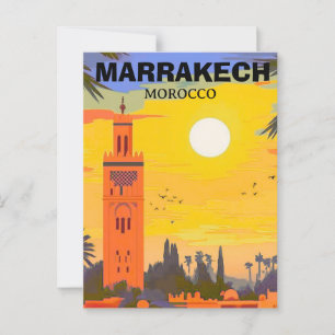 Art de carte postale de voyage à Marrakesh, carte