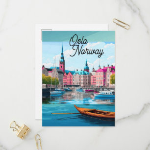 Art de carte postale de voyage à Oslo Norvège, Car