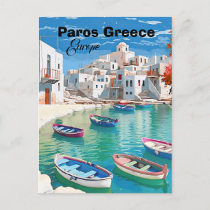Art de carte postale de voyage à Paros Grèce, Cart