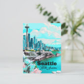 Art de carte postale de voyage à Seattle, Skyline  (Debout devant)