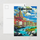 Art de carte postale de voyage à Valence Espagne, (Devant / Derrière)