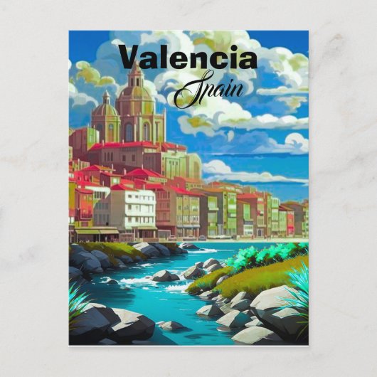 Art de carte postale de voyage à Valence Espagne, (Devant)