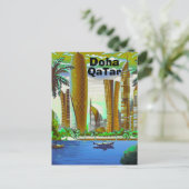 Art de carte postale de voyage de Doha, Skyline de (Debout devant)