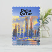 Art de carte postale de voyage de Doha, Skyline de (Debout devant)