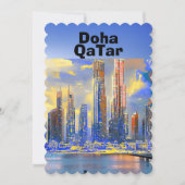 Art de carte postale de voyage de Doha, Skyline de (Devant)