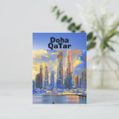 Art de carte postale de voyage de Doha, Skyline de (Debout devant)