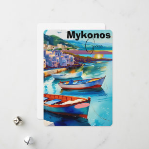 Art de carte postale de voyage Mykonos Grèce, Cart
